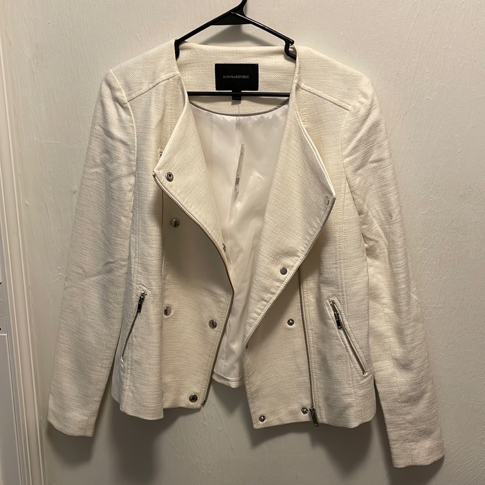 Cream Colored Banana Republic Moto Jacket